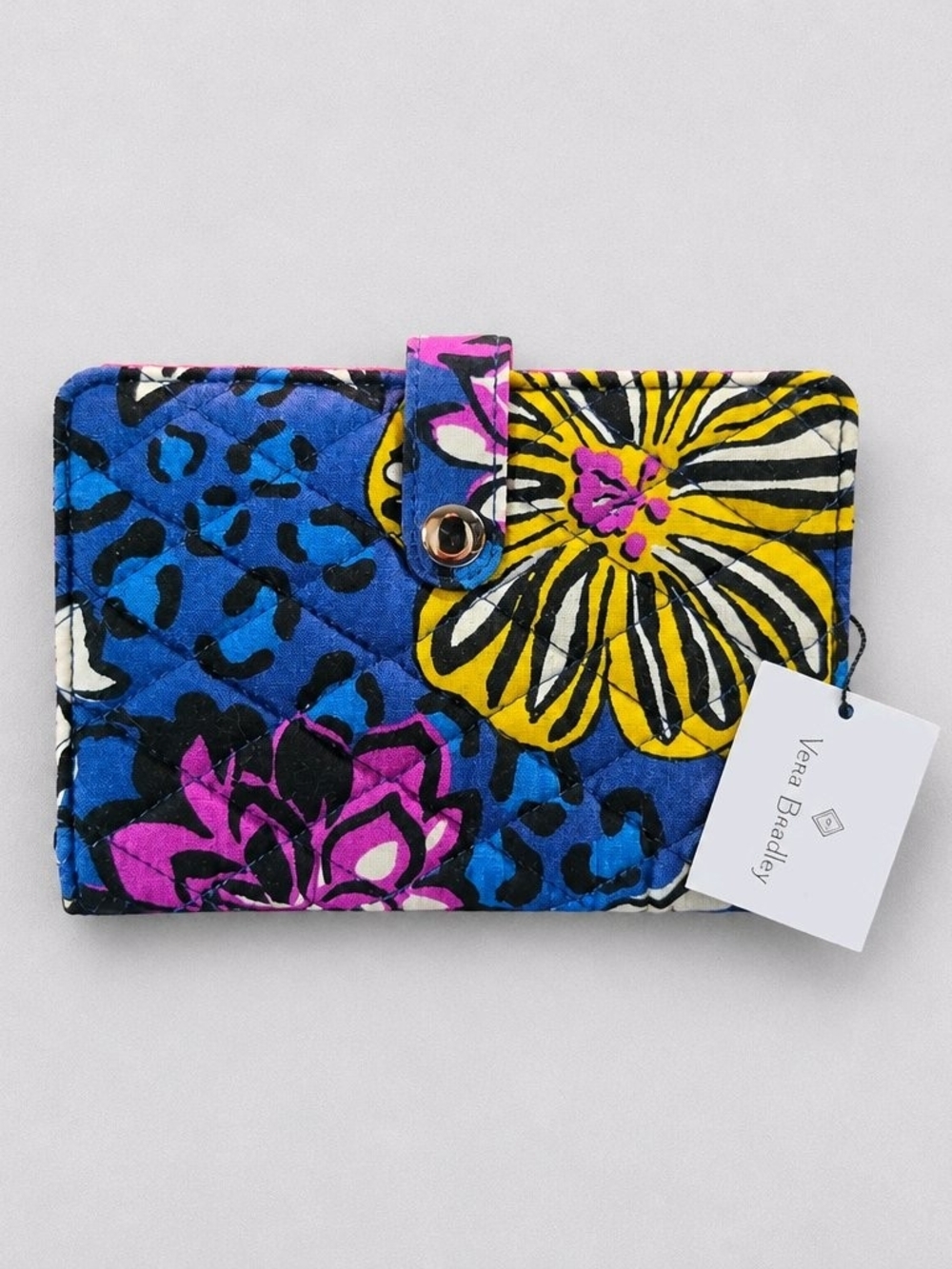 Vera Bradley Quilted Floral Card Holder in Blue, Yellow & Pink NWT